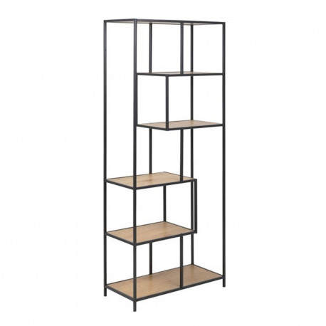 Riiul SEAFORD 77x35xH185cm, metsik tamm/must, mööbliplaat, metall