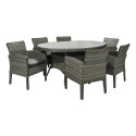 Aiamööbli komplekt GENEVA laud ja 6 tooli (11869), 180x120xH73cm, alumiiniumraam plastikpunutisega, 