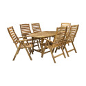 Aiamööbli komplekt FINLAY laud ja 6 tooli (13184), 153/195x90xH72cm, pikendatav, puit: akaatsia, vii