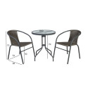 Rõdukomplekt BISTRO laud D60xH70cm, 2 tooli (20563), metallraam, värvus: hall