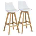 Bāra krēsli 2gab. SONJA 41x41,5xH99cm, sēdvieta: plastika / mākslīgā āda, krāsa: balta, kājas: ozols
