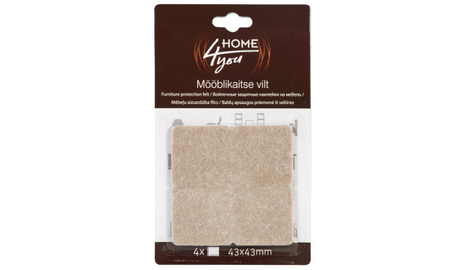 Furniture protective felt pads 43x43mm, 4pcs, beige