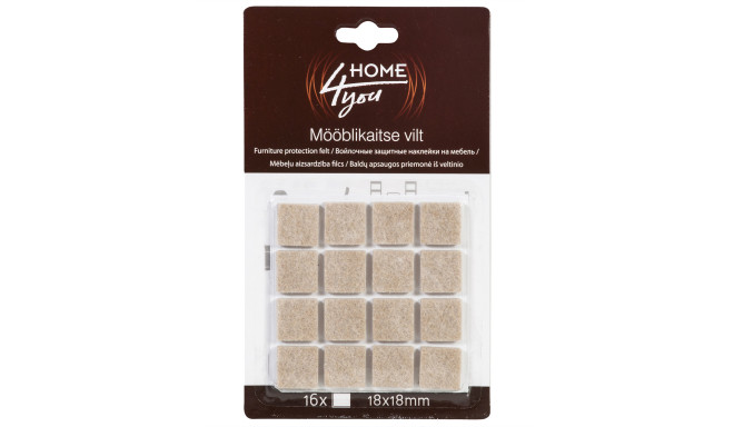 Furniture protective felt pads 18x18mm, 16pcs, beige