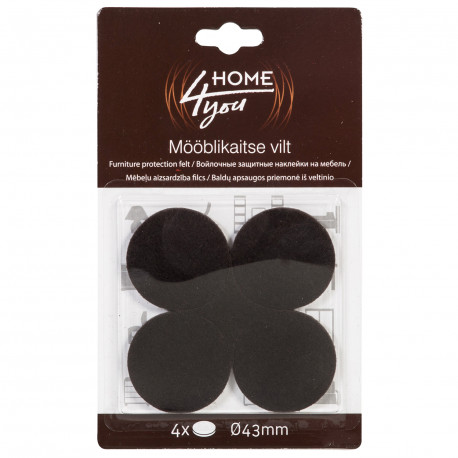 Furniture protective felt pads D43mm, 4pcs, black