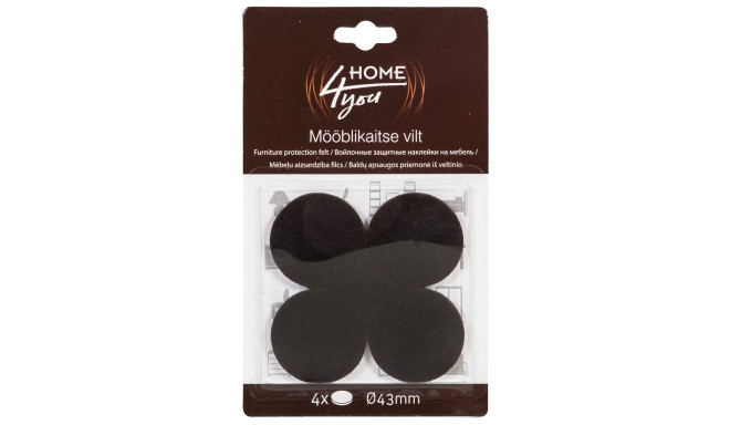 Furniture protective felt pads D43mm, 4pcs, black