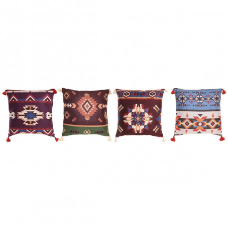 Padi DKD Home Decor Polüester Mitmevärviline Ikat (45 x 10 x 45 cm) (4 Ühikut)