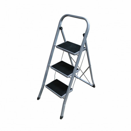 3-step folding ladder EDM Grey Steel (47 x 71 x 105 cm) - Step ladders ...