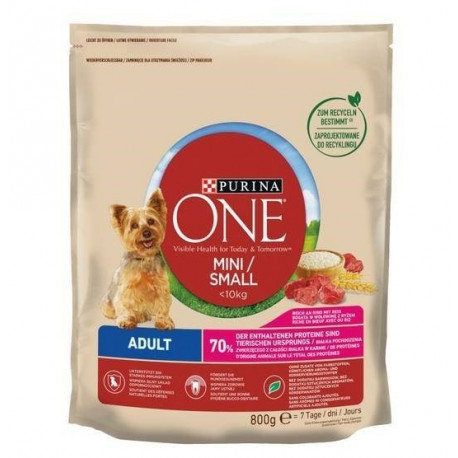 PURINA One Mini Adult Beef, Rice - Dry Dog Food - 800 g