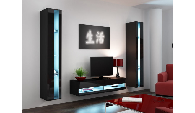 Cama Shelf unit VIGO NEW 180/40/30 black/black gloss