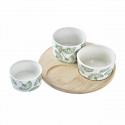 Appetizer Set DKD Home Decor Sheets Bamboo Stoneware Tropical (4 Pieces) (18 x 18 x 1 cm)