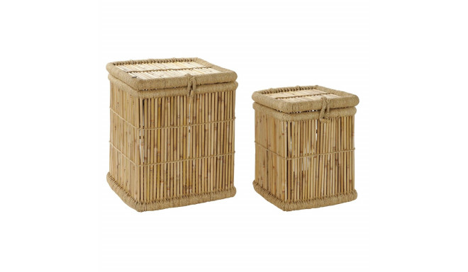 Basket set DKD Home Decor Natural Rope Bamboo (46 x 46 x 55 cm)