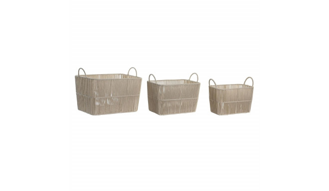 Basket set DKD Home Decor Beige Metal 39 x 29 x 31 cm 3 Pieces