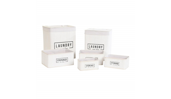 Korvide Komplekt DKD Home Decor Valge Bambus 40 x 30 x 46 cm 5 Tükid