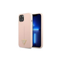 Guess case for iPhone 13 GUHCP13MSLTGP pink hard case Silicone Triangle Logo