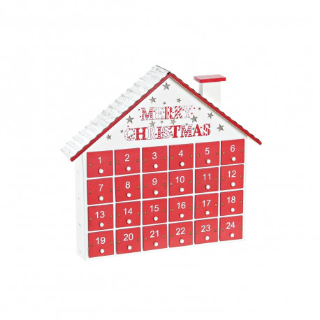 Adventes kalendārs DKD Home Decor LED Licht Ar kastēm Māja Koks MDF (30 x 7 x 27 cm)