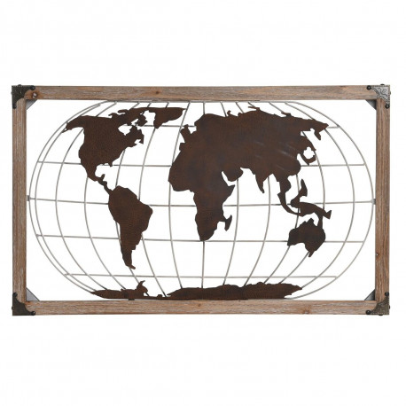 Dekoratiivkuju DKD Home Decor Naturaalne Metall Vask Mänd Maailmakaart (75 x 6 x 46 cm)