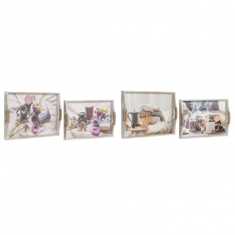 Set of trays DKD Home Decor Multicolour 40 x 30 x 6 cm MDF Wood (2 Units)