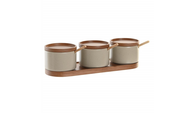 Sugar Bowl DKD Home Decor Brown Beige Rubber wood 29 x 10 x 7 cm