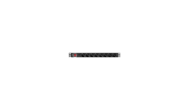 LANBERG PDU 19-tolline 1U 16A 8x Schuko 2m must