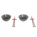 Sushi Set DKD Home Decor Black Bamboo Stoneware Oriental (6 Pieces)