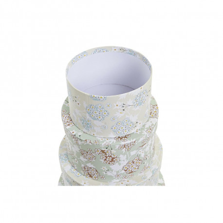 Virnastatavate Organiseerimiskarpide Komplekt DKD Home Decor Beež Roheline Papp (37,5 x 37,5 x 18 cm
