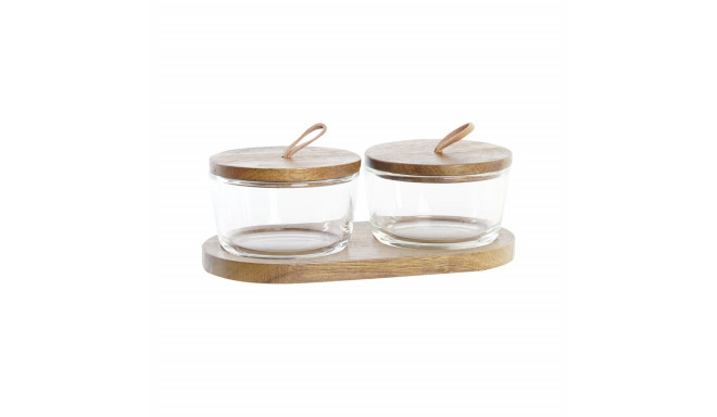 2 Tubs DKD Home Decor 20,5 x 10,5 x 7 cm Crystal Brown Transparent Acacia 240 ml