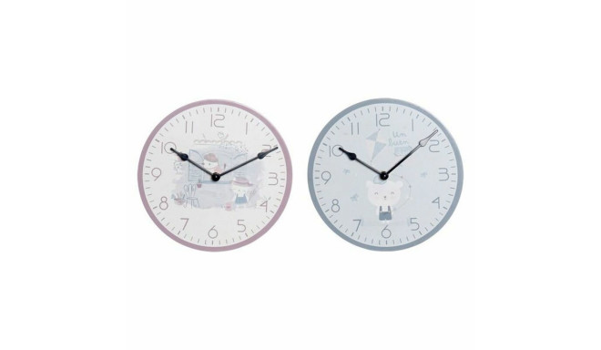 Настенное часы DKD Home Decor Синий Розовый Деревянный Металл Пластик Деревянный MDF Детский Птица 2