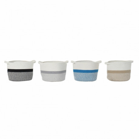 Korv DKD Home Decor Sinine Must Beež Hall 25 x 25 x 20 cm (4 Tükid, osad)