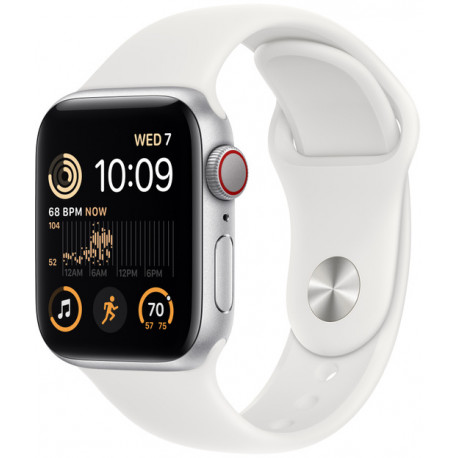 Apple Watch SE 2 GPS + Cellular 40mm Sport Band, silver/white (MNPP3EL/A)