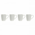 4 Piece Mug Set DKD Home Decor Natural Rubber wood White Stoneware (300 ml)