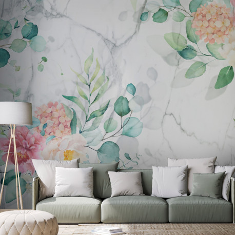 Fototapeet - Flowery Marble - 100x70