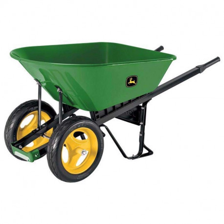 John Deere 120L professional dual wheel wheelbarrow with heavy gauge metal tray (3pcs)