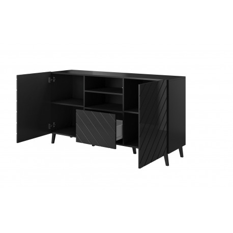 ABETO kummut 150x42x82 läikiv must/must