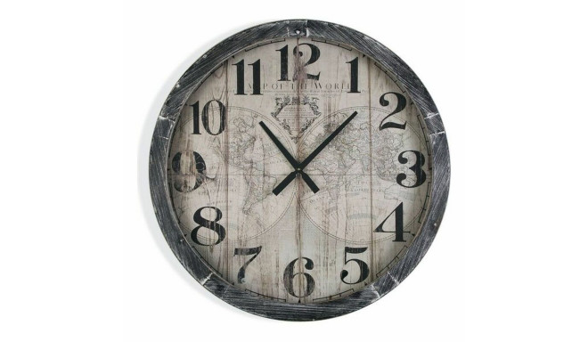 Wall Clock Versa Map World MDF Wood (6,5 x 76,5 x 76,5 cm)