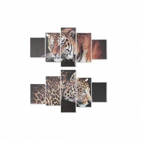 Maal DKD Home Decor Tiiger Mänd Kangas (5 pcs) (2 pcs)
