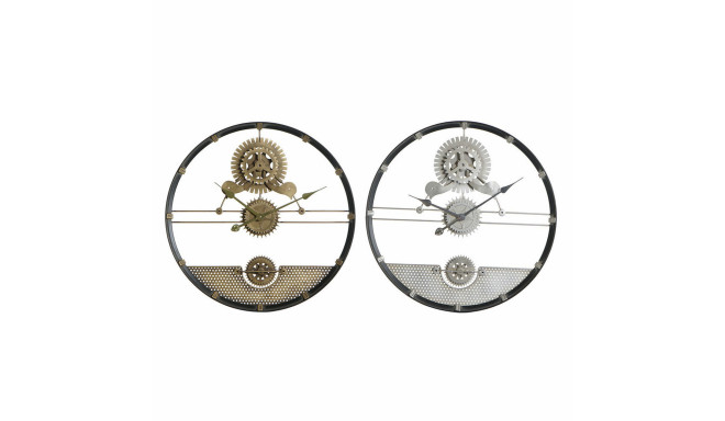 Настенное часы DKD Home Decor Серебристый Позолоченный Железо Шестерни 60 x 5 x 60 cm (2 штук)