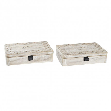 Decorative box DKD Home Decor Natural MDF Wood (2 Units)