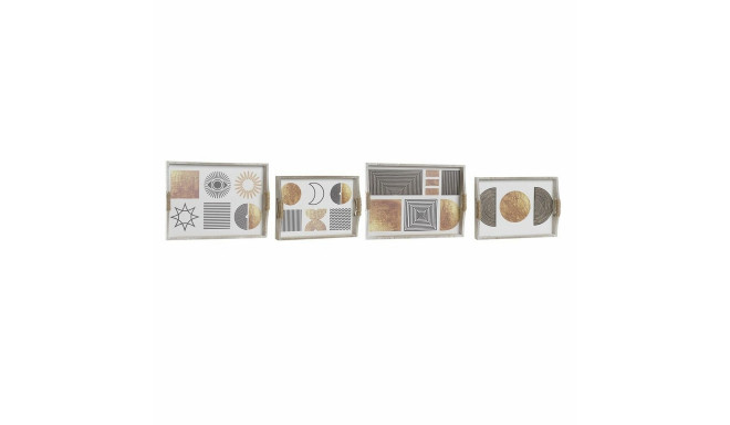 Set of trays DKD Home Decor White Black Golden MDF Wood 40 x 30 x 6 cm (2 Units) (12 Units)