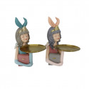 Decorative Figure DKD Home Decor Lady Pink Golden Resin Modern (23 x 22,5 x 33,2 cm) (2 Units)