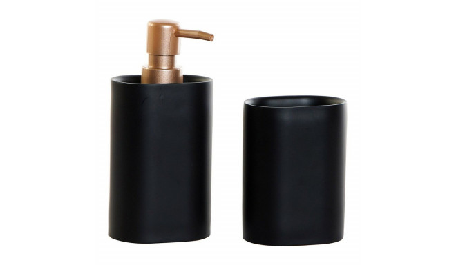 Bath Set DKD Home Decor Black Golden PVC Resin Glam 8,5 x 6 x 18 cm (2 Units)