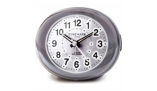 Analogue Alarm Clock Timemark Grey LED Light Silent Snooze Night mode 9 x 9 x 5,5 cm (9 x 9 x 5,5 cm