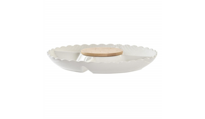 Snack tray DKD Home Decor 25,5 x 25,5 x 3 cm Natural Porcelain White