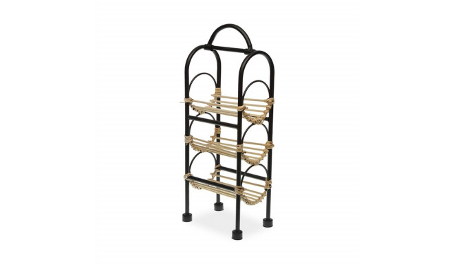 Round Bottle Rack Versa Metal Rattan MDF Wood (18 x 12 x 43,5 cm) (12 x 43,5 x 18 cm)