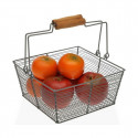 Fruit Bowl Versa Squared Grey Metal Wood Steel (22,5 x 10 x 22,5 cm)