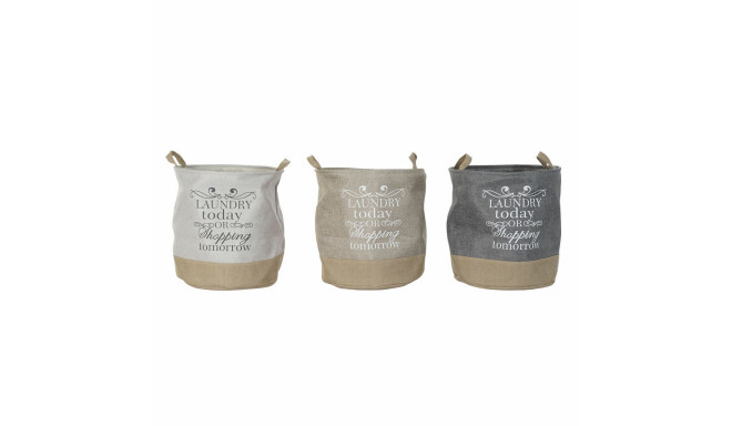 Basket DKD Home Decor Beige Grey Light brown 39 x 39 x 41 cm Polyester (3 Units) (3 Pieces)