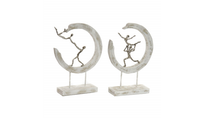 Decorative Figure DKD Home Decor 32,5 x 10 x 47 cm Silver White Ballet Dancer Modern Stripped (2 Uni