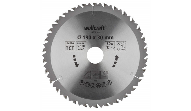 Cutting disc Wolfcraft 6736000 Ø190 X 2,4 mm