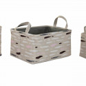 Basket set DKD Home Decor Brown Grey Orange Polyester (40 x 30 x 20 cm) (3 Units)