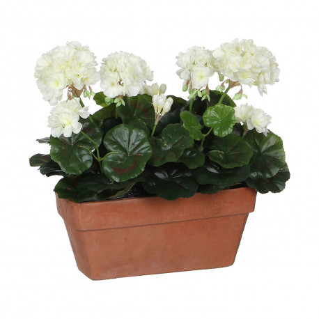 Dekoratiivne Taim Mica Decorations Keraamiline Valge Kollane PVC Geraanium (29 x 13 x 40 cm)