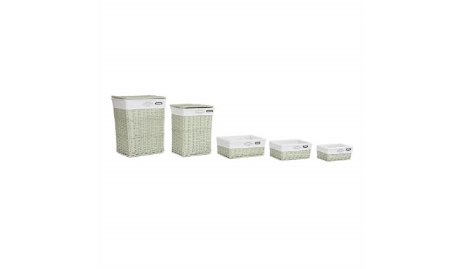 Basket set DKD Home Decor Green wicker 44 x 34 x 56 cm 5 Pieces